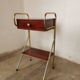 Metal and wood bedside table 1960/1970