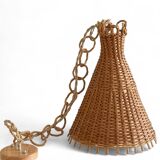 Rustic Midcentury Wicker Pendant Lamp, Spain, 1950s