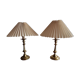 Pair of bronze bedside lamps with pleated lampshade