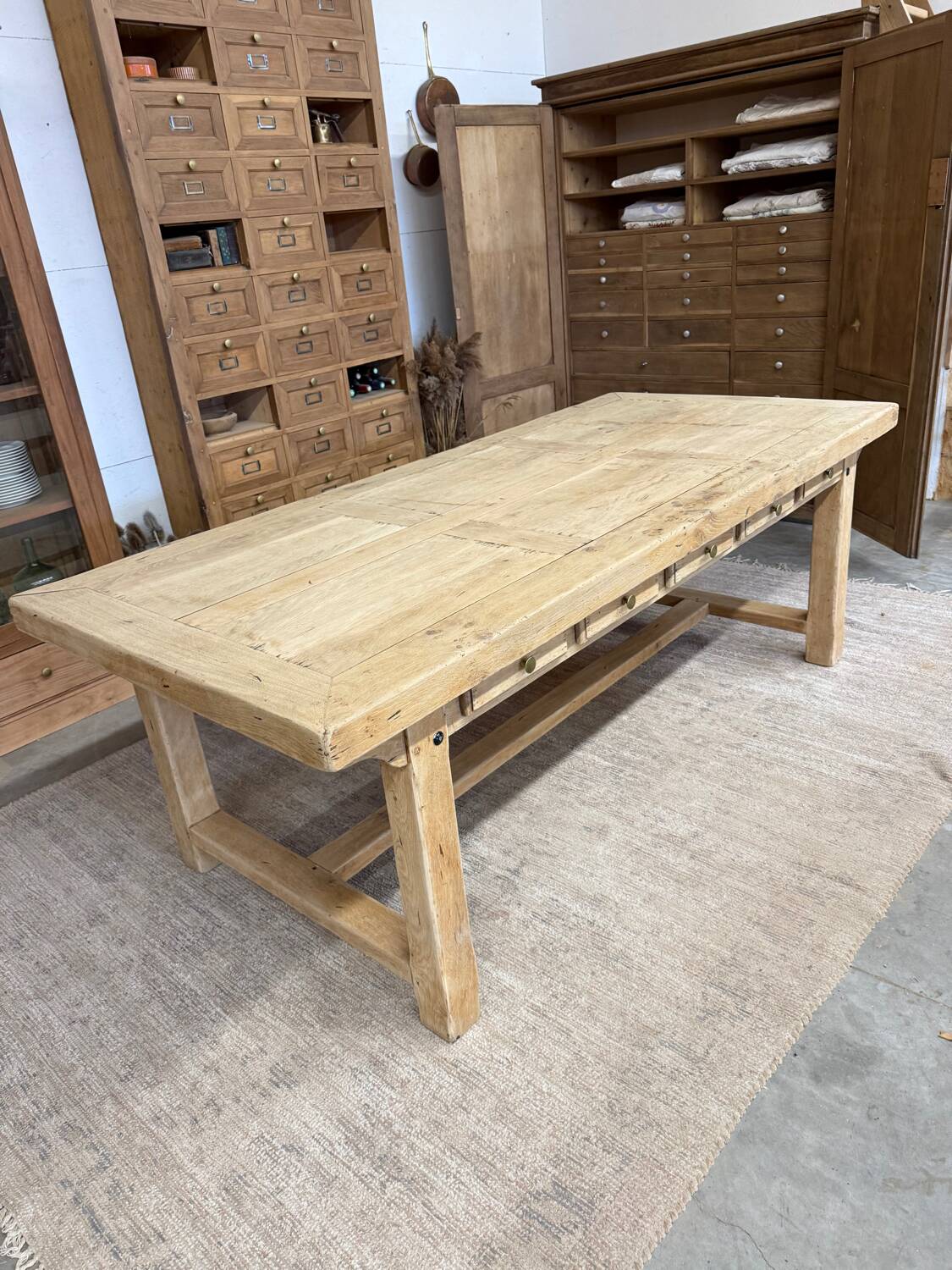 Large farmhouse table with 10 drawers