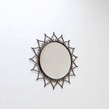 Wall mirror sun in wrought iron with heart pattern - 1960s