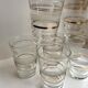 Set of 7 granite water glasses with golden edging 50s-60s