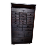 Authentic workshop furniture / Vintage watchmaker's layette in black wood