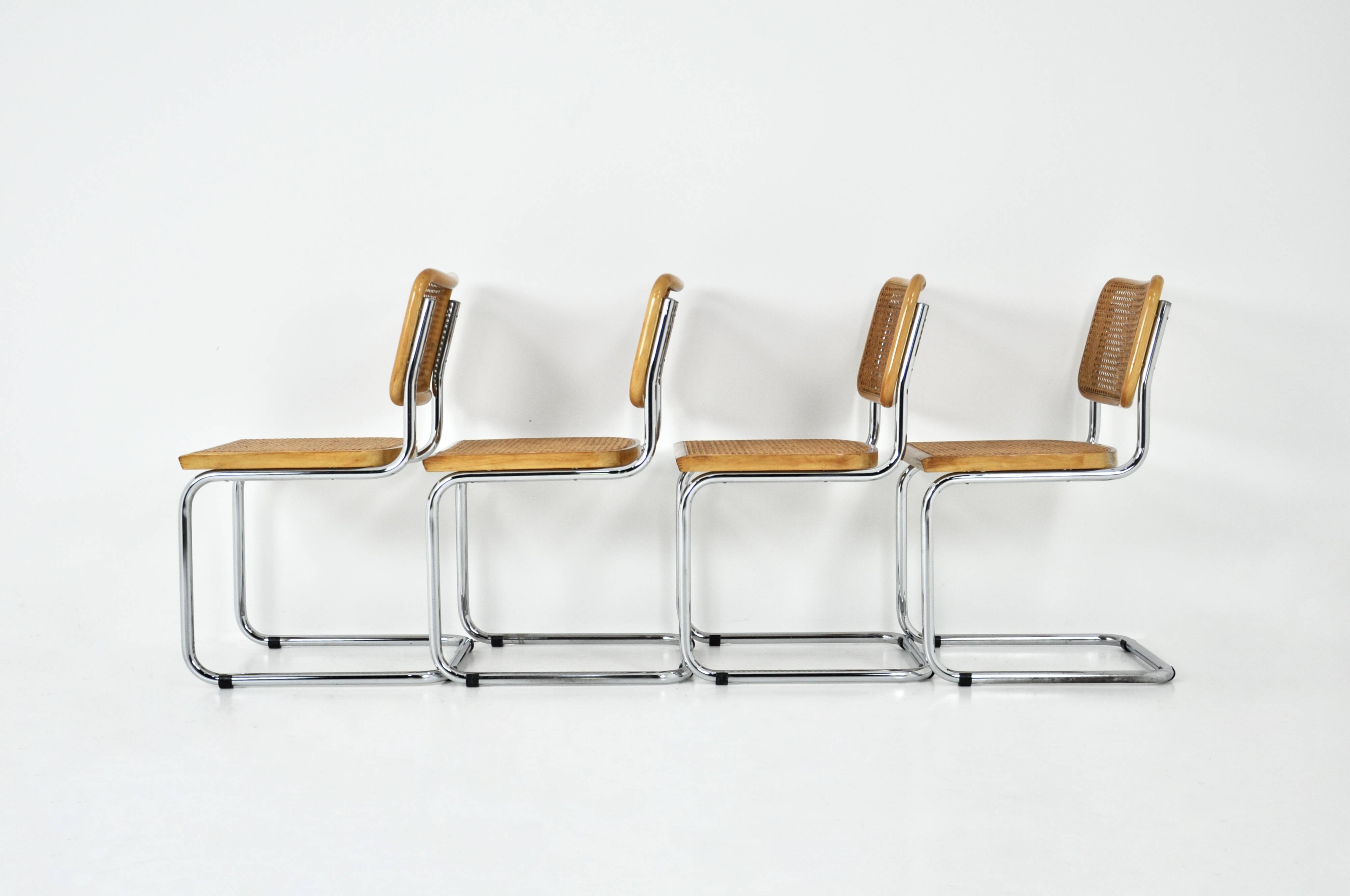 Ensemble de 4 chaises style B32 par Marcel Breuer