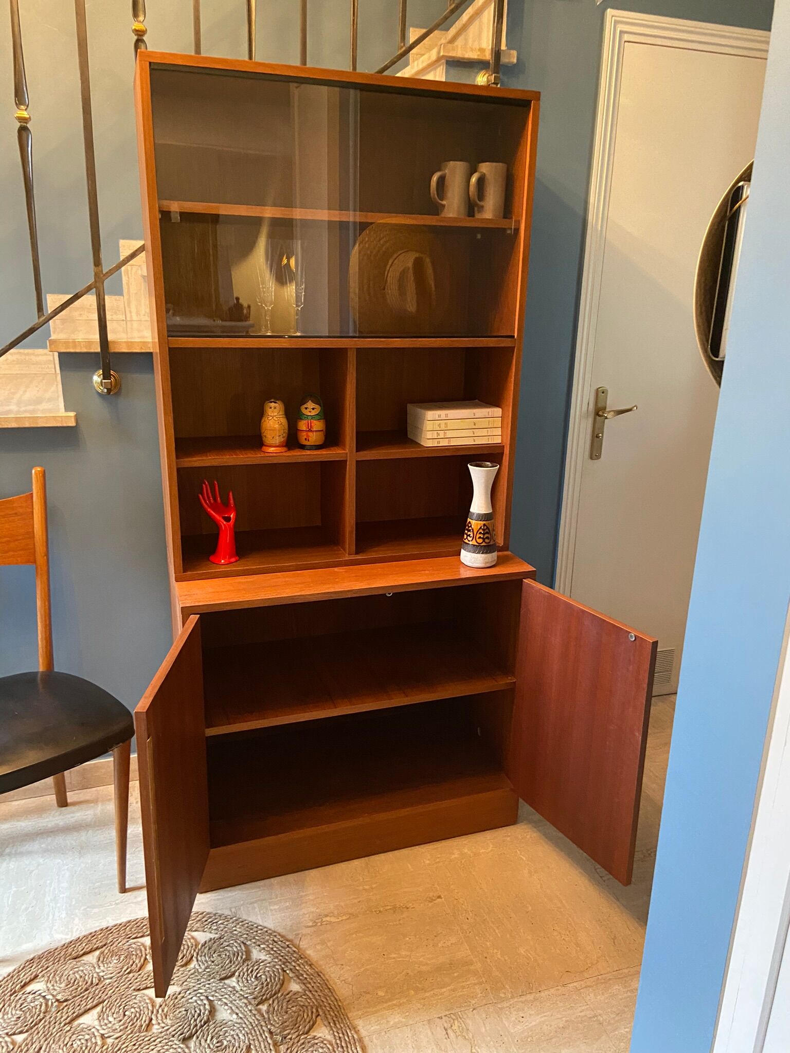 Library vintage teak showcase 1960