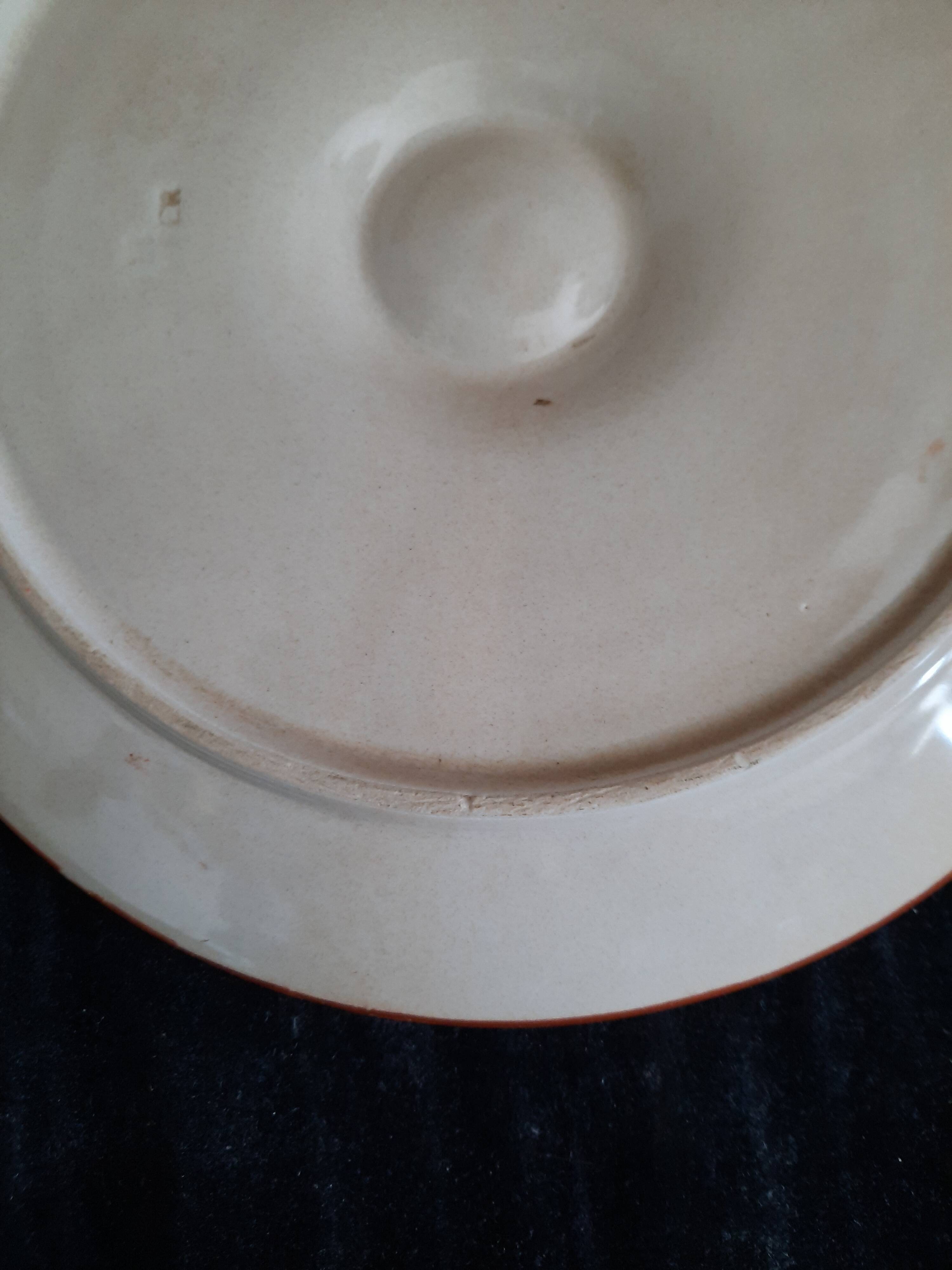 Assiette à huîtres hb henriot quimper grès 23 cm décor floral breton