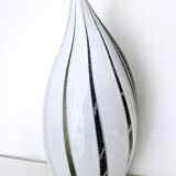Black and White Penguin Murano Glass Table Lamp with Silver Flakes, Italy