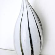 Lampe de table en verre de Murano, motif pingouin noir et blanc, avec paillettes argentées, Italie