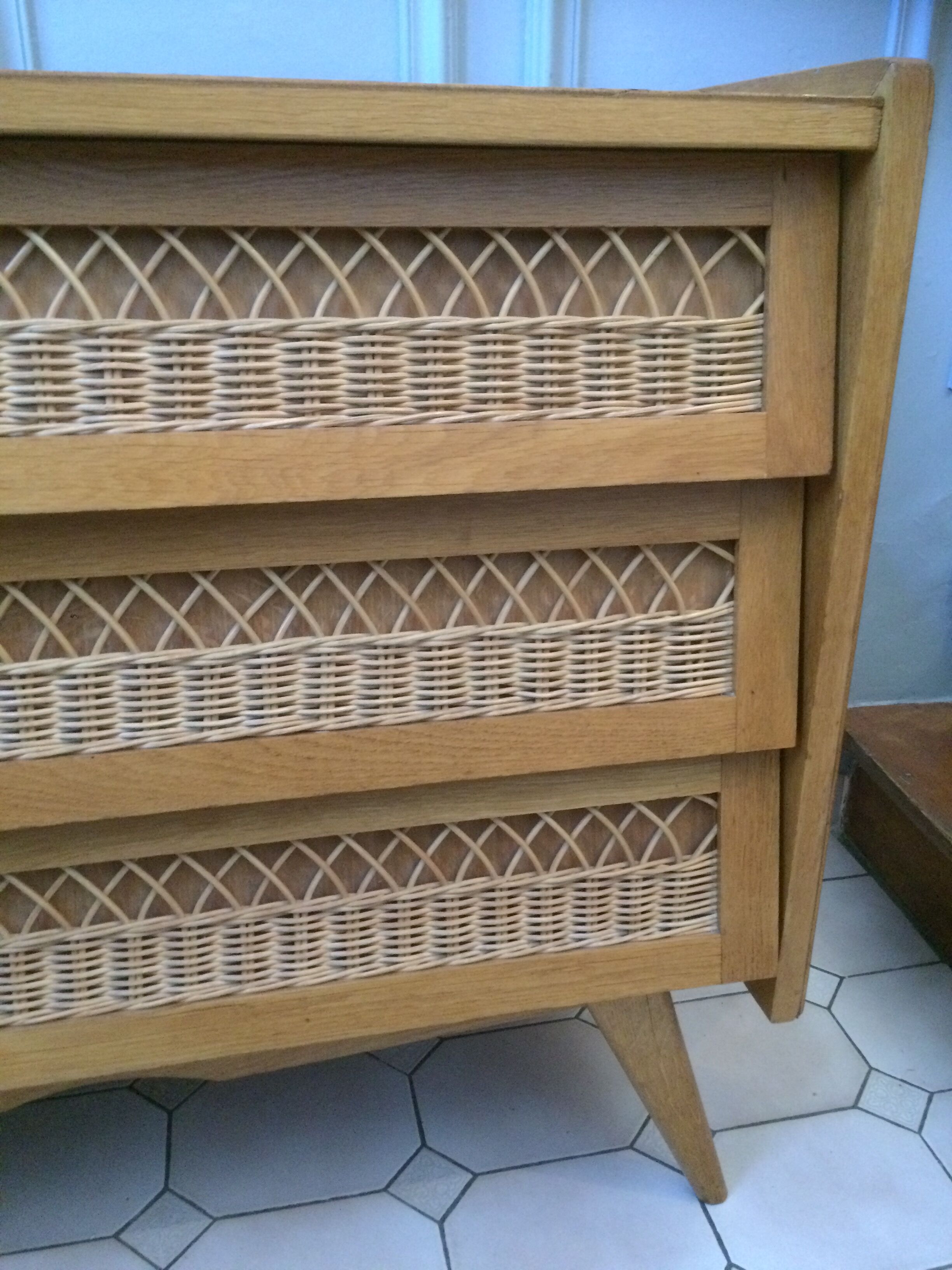Vintage rattan dresser