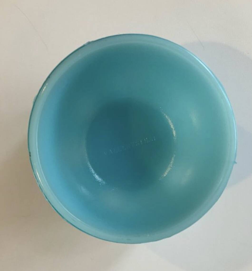 Bowl in turquoise blue opaline from the Vallérysthal Crystal Factory (France)
