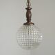 French Vintage Molded Glass & Brass Pendant Light 1970s Globe Hanging Lamp