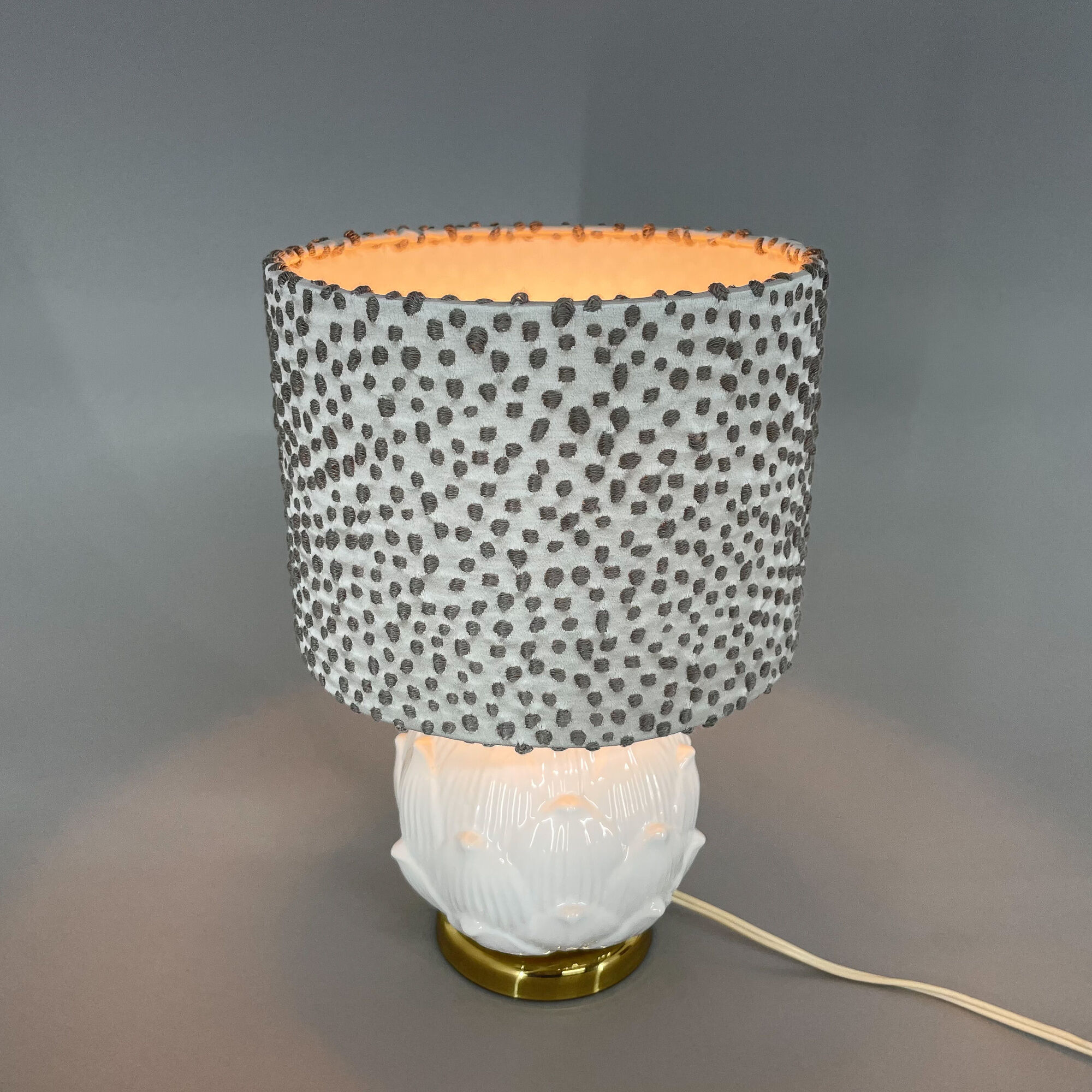 Lampe de table italienne en céramique émaillée d’artichaut du milieu du siècle