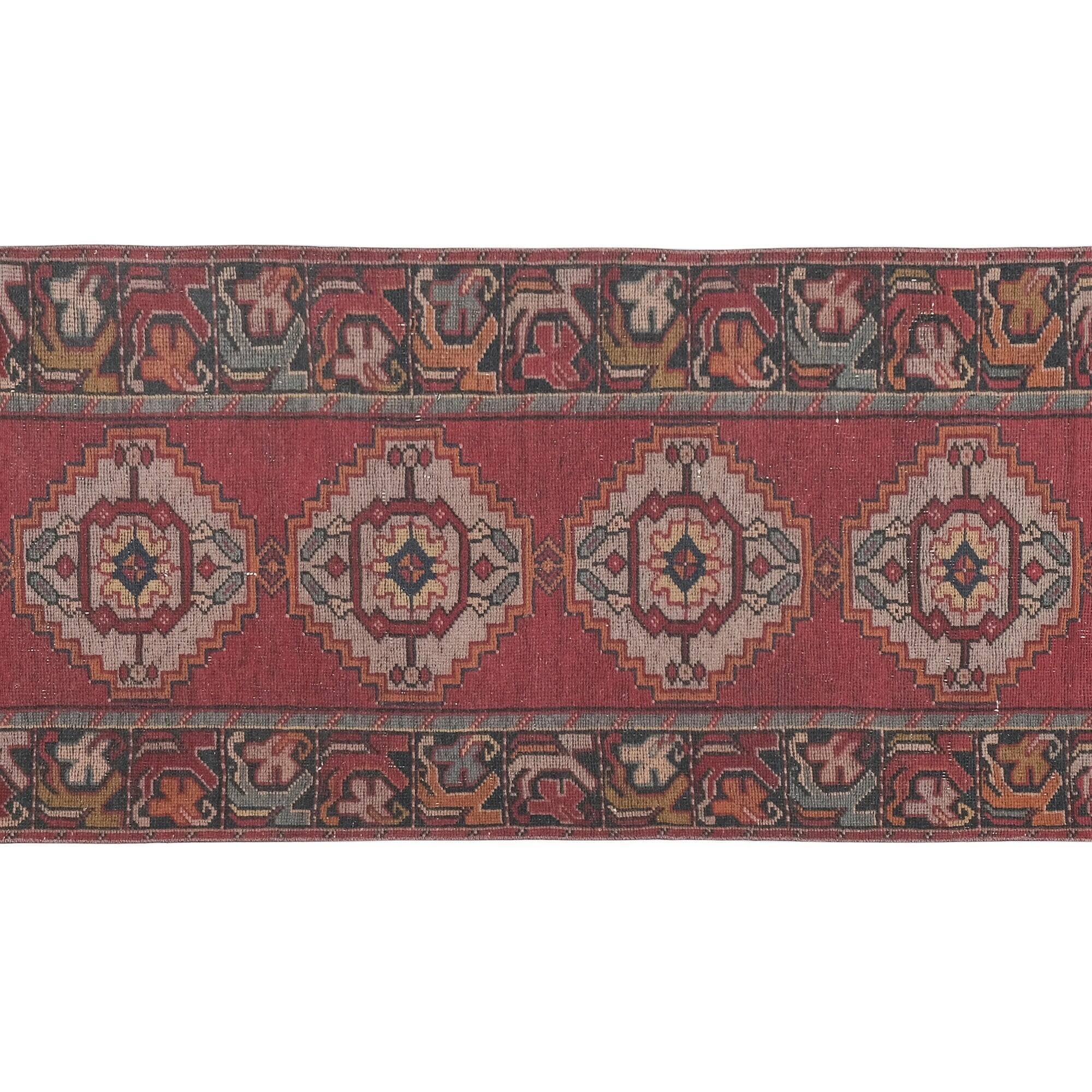 Vintage Turkish hallway rug 91x285 cm