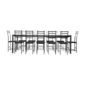 Table Bagutta et chaises en aluminium par Opera Design pour Ycami, 1980s, set de 13