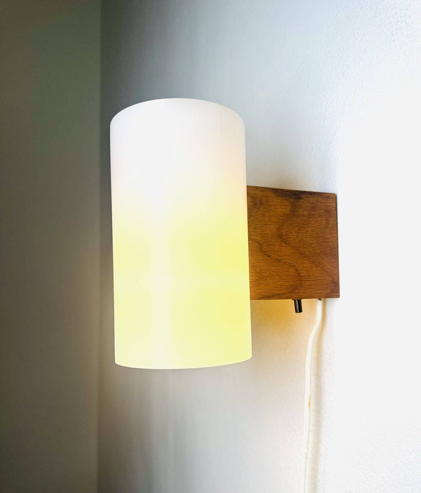Cylindrical Beech Wood Wall Lamp Uno & Östen Kristiansson For Luxus, Sweden 1960S