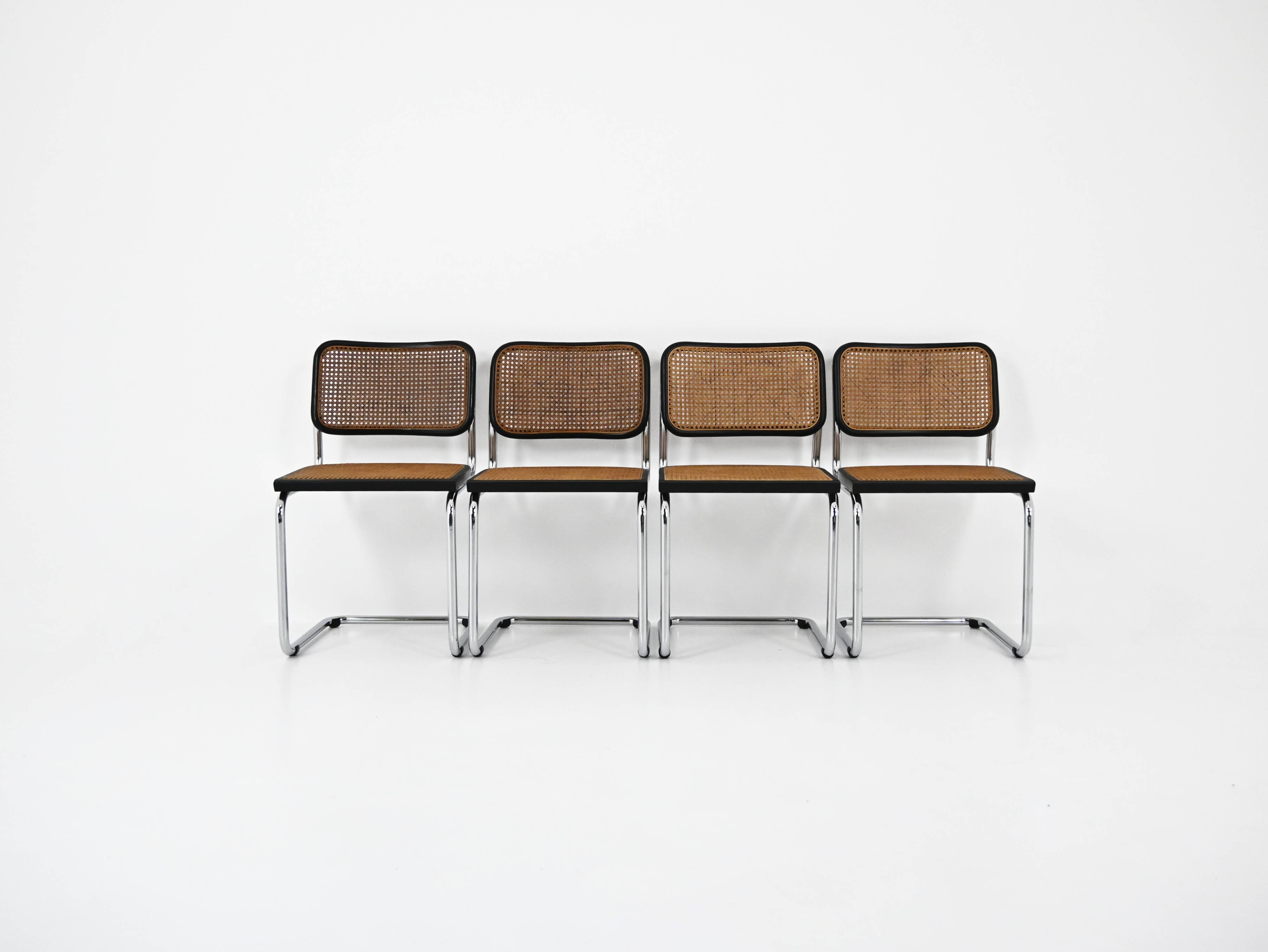 Set of 4 B32 model dining chairs by Marcel Breuer.