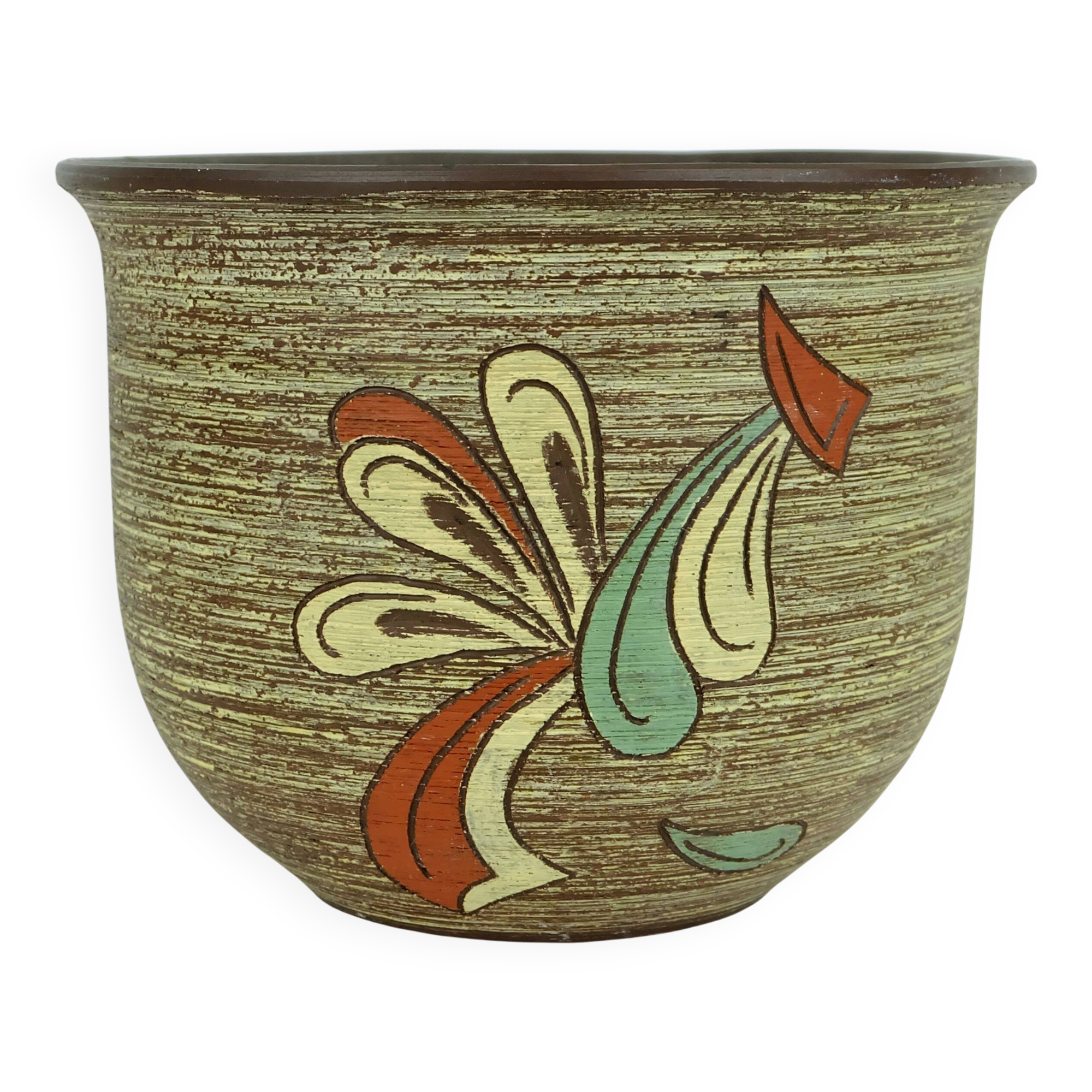 Large mid century flowerpot plant pot dümler & breiden carved dekor
