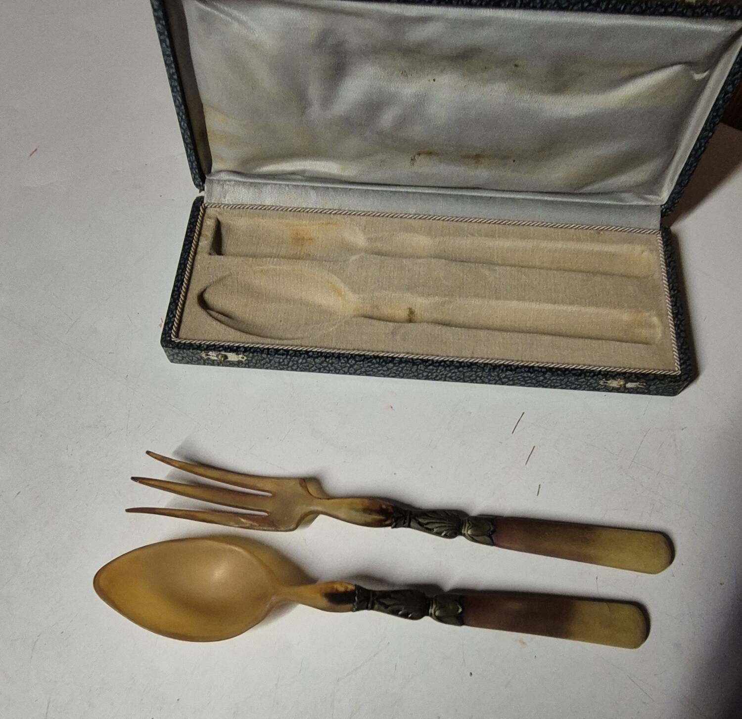 vintage metal horn salad service 25cm antique tableware set