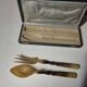 vintage metal horn salad service 25cm antique tableware set