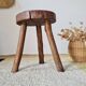 Small stool / antique stool in raw wood – Brutalist spirit
