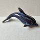 Signed blue ceramic dolphin sculpture (Signature to be identified)