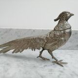 Couple of silver metal pheasants