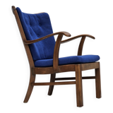 1960s, Danish easy armchair by Fritz Hansen, wool fabric, beech wood.