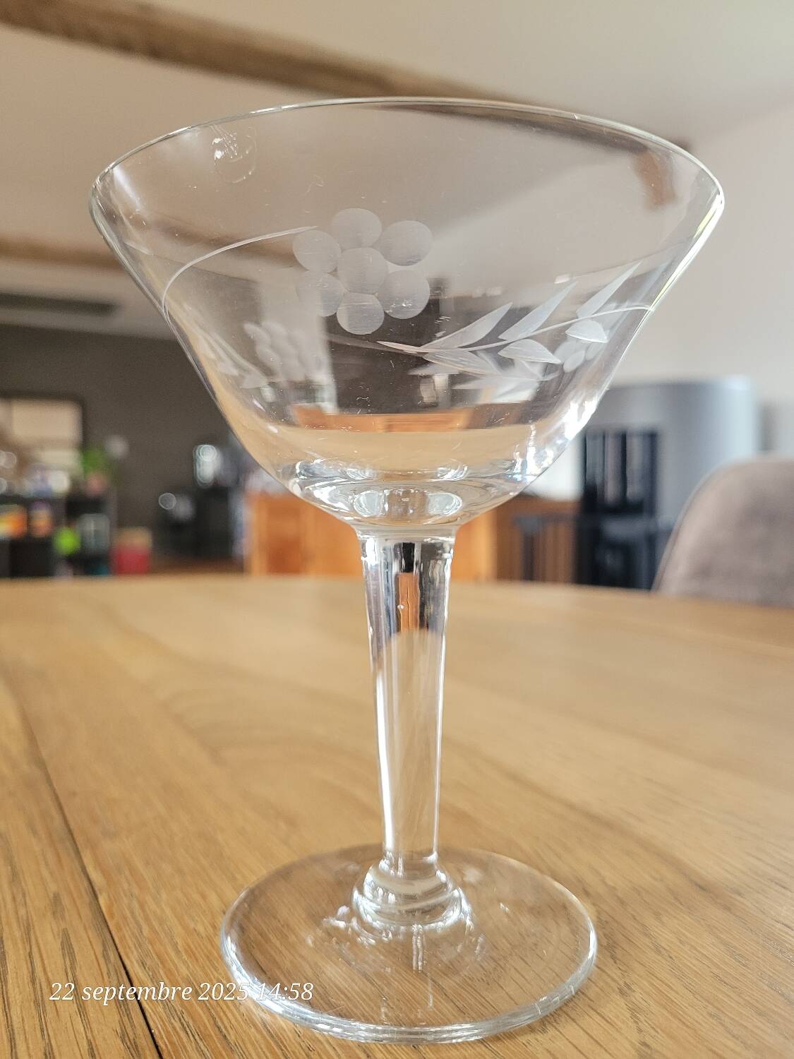 2 crystal champagne glasses