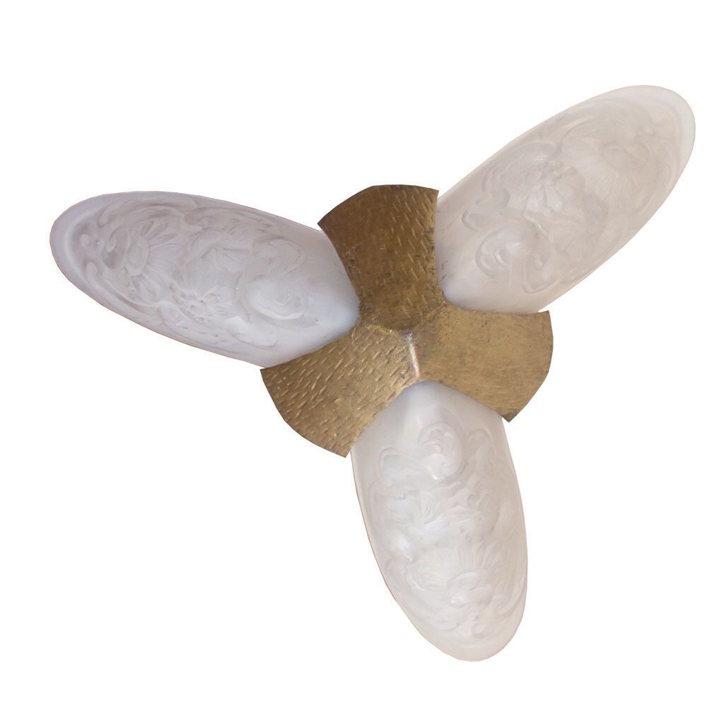 Lustre 3 lumières artisanale, première moitié du 20ème siècle