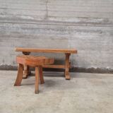 rustic brutalist oak coffee table 1950