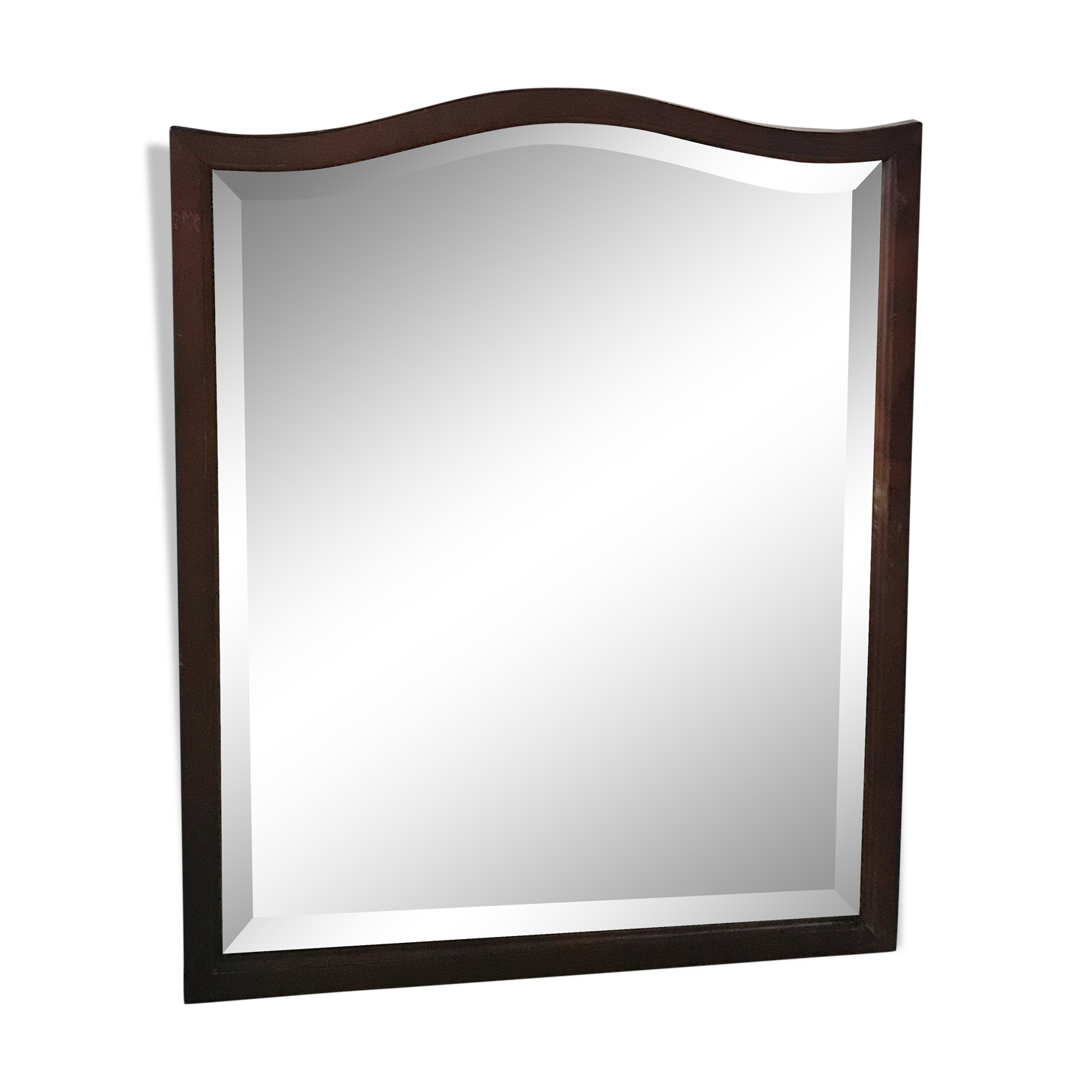 Bevelled ice mirror and wooden frame