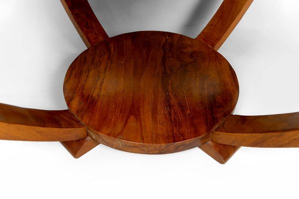 Guéridon, Table Basse en Teck Massif, Art Deco Colonial, c. 1930