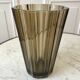 Vase in smoked glass pleated 70s