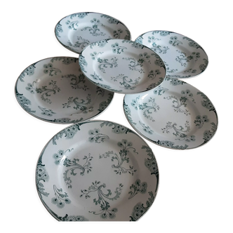 6 FLAT PLATES FAIENCE LUNEVILLE KELLER AND GUERIN MODEL MARIE LOUISE