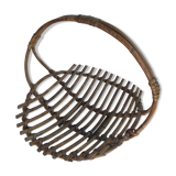 Panier deco paniette en rotin osier tressé et anse vintage