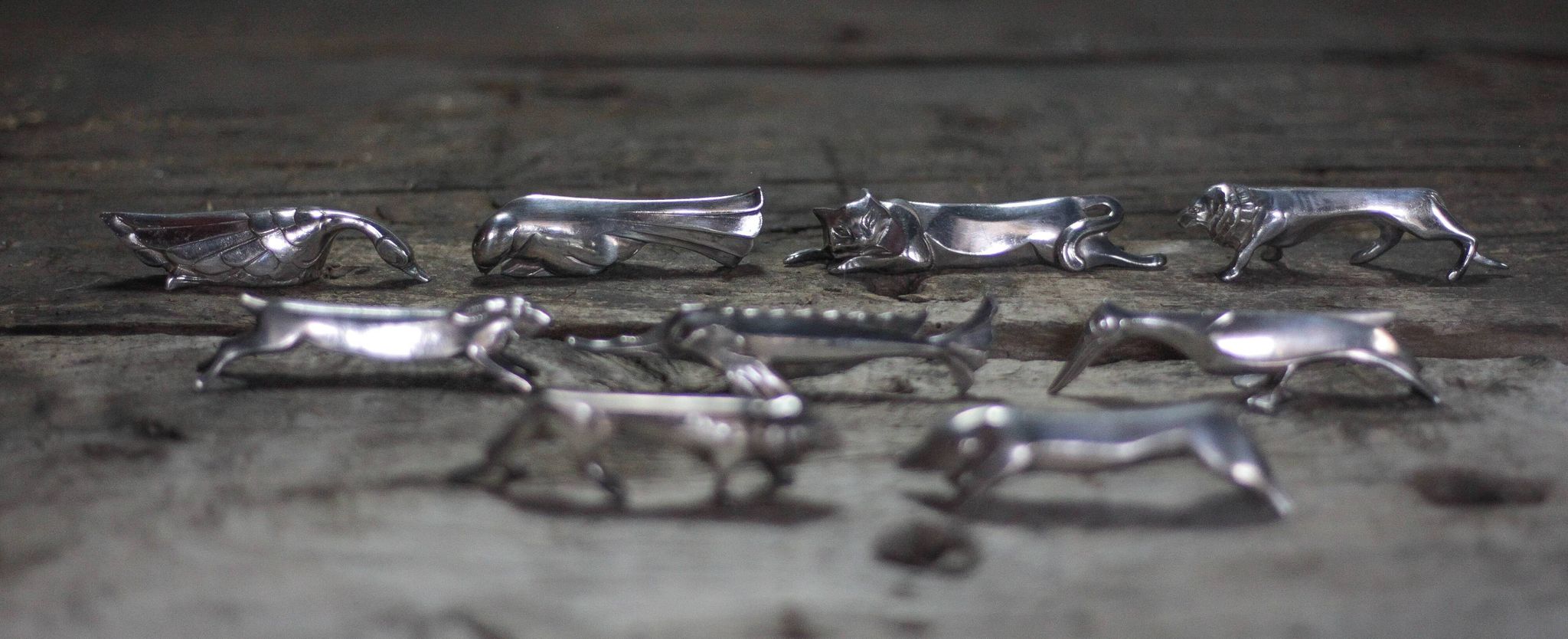vintage Gallia knife rest X 9, zoomorphic knife rest, cutlery holder