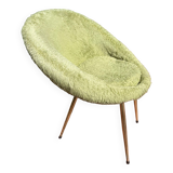 Fauteuil moumoute vintage vert pale