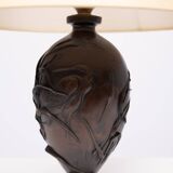Bronze Lamp stand vase Depicting Cranes and Bamboo Meiji period