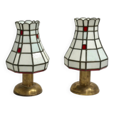 Set Italian Art Deco stained glass table lamps