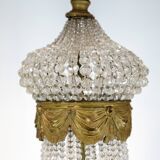Antique Prism Chandelier Decorated In Brass, Bronze & Crystals From 1890s