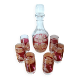 Liqueur carafe and its 6 glasses Italy