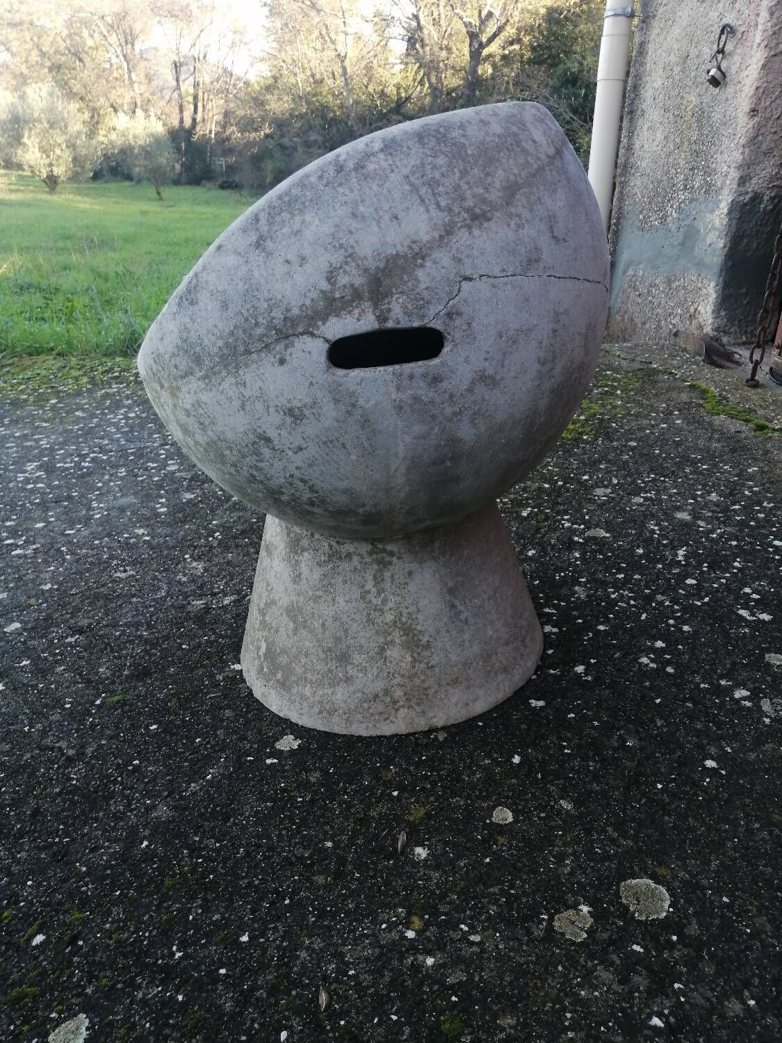Vintage robert pansart outdoor armchair for elo in fiber cement.