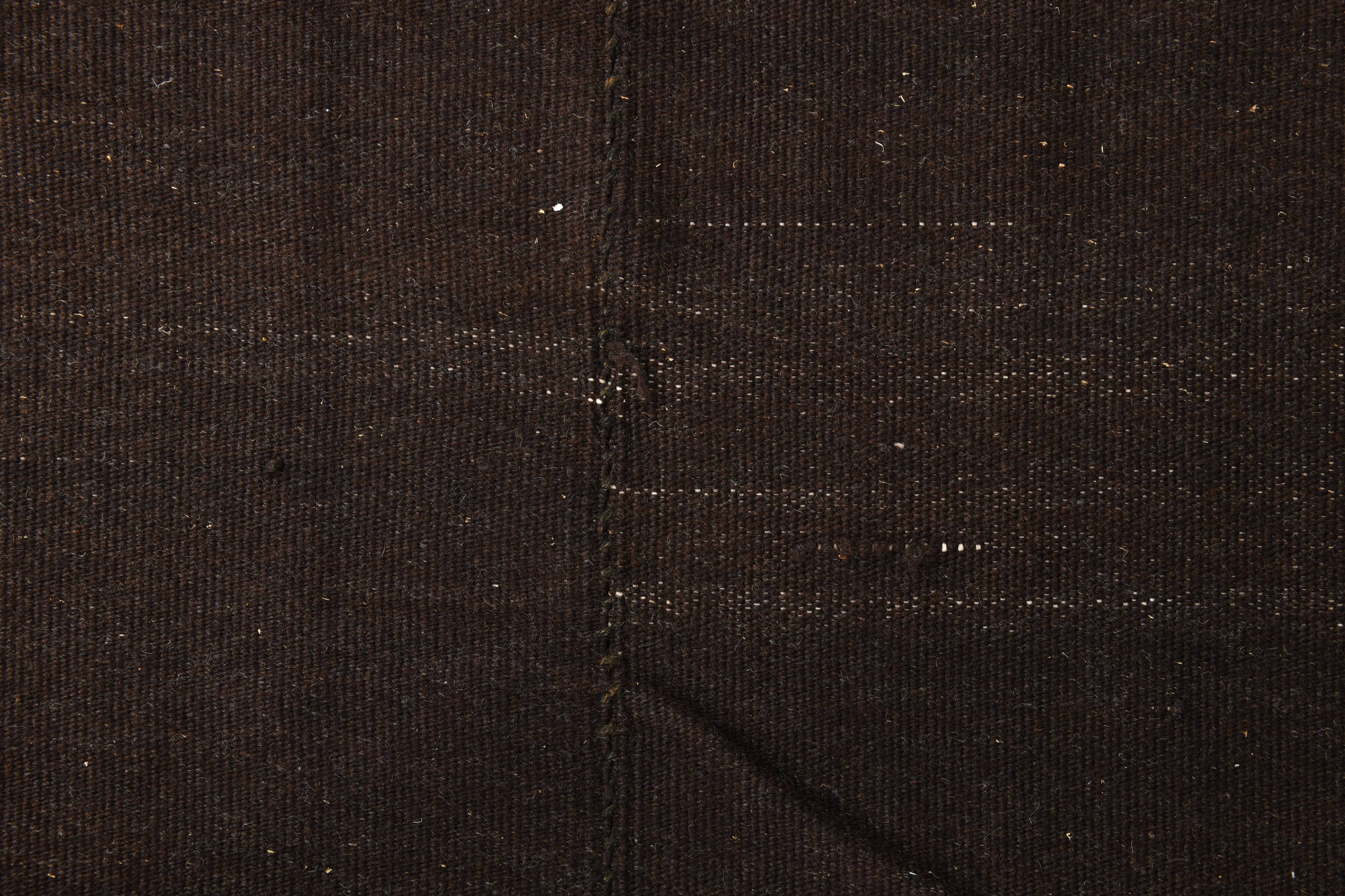 Turkish Dark Brown Modern Vintage Kilim Rug, 320x367Cm