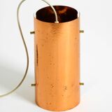 Two 50s tube pendant lamps consisting of two screwed-together copper bowls
