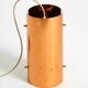 Two 50s tube pendant lamps consisting of two screwed-together copper bowls