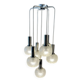Suspension vintage Doria Leuchten avec 7 globes en verre craquelé