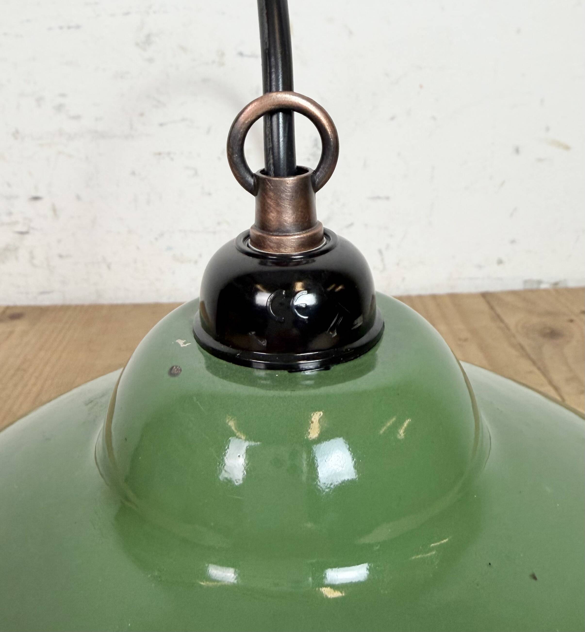 Industrial Green Enamel Factory Pendant Lamp, 1960s