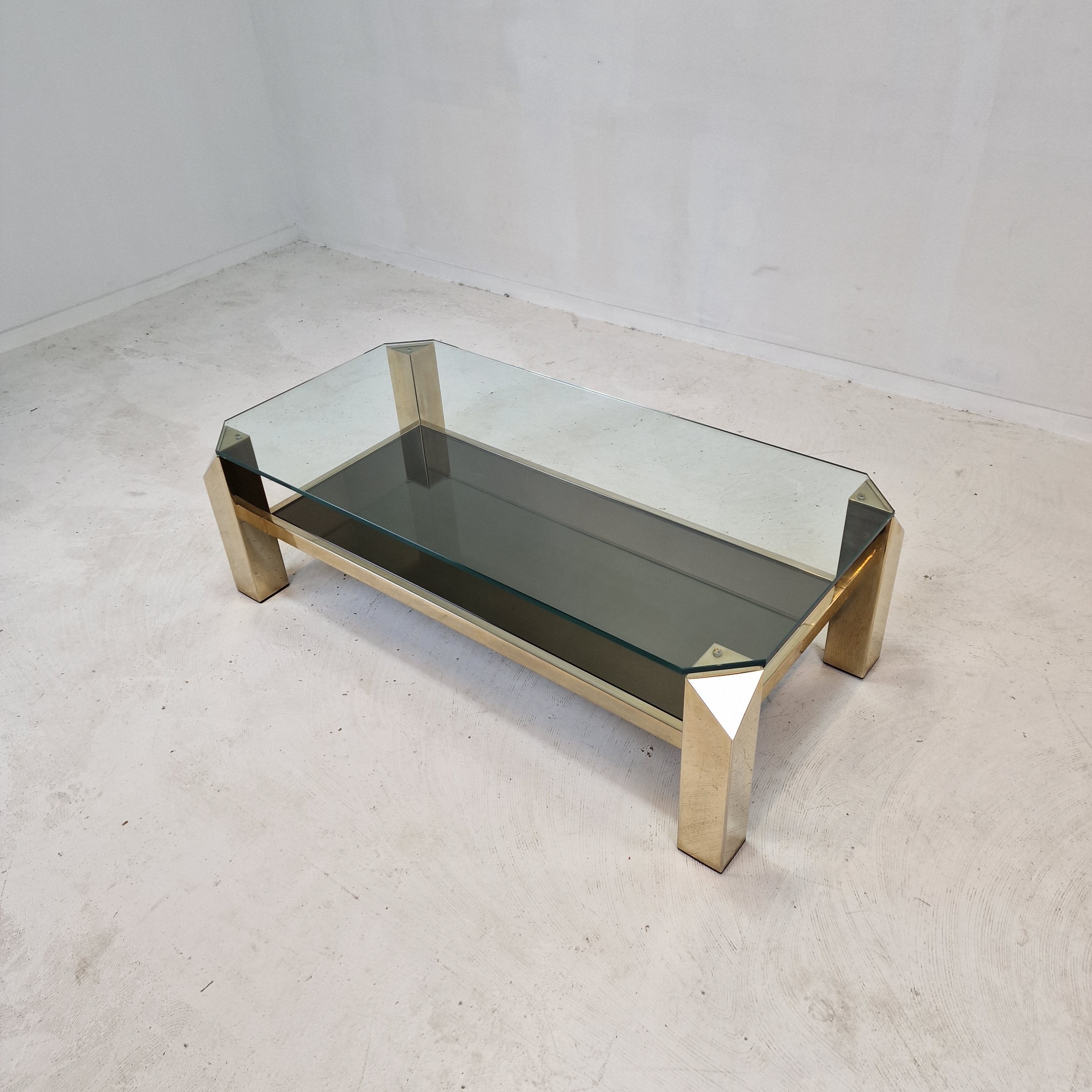 Belgo chrom coffee table 23kt gold plated, 1970's