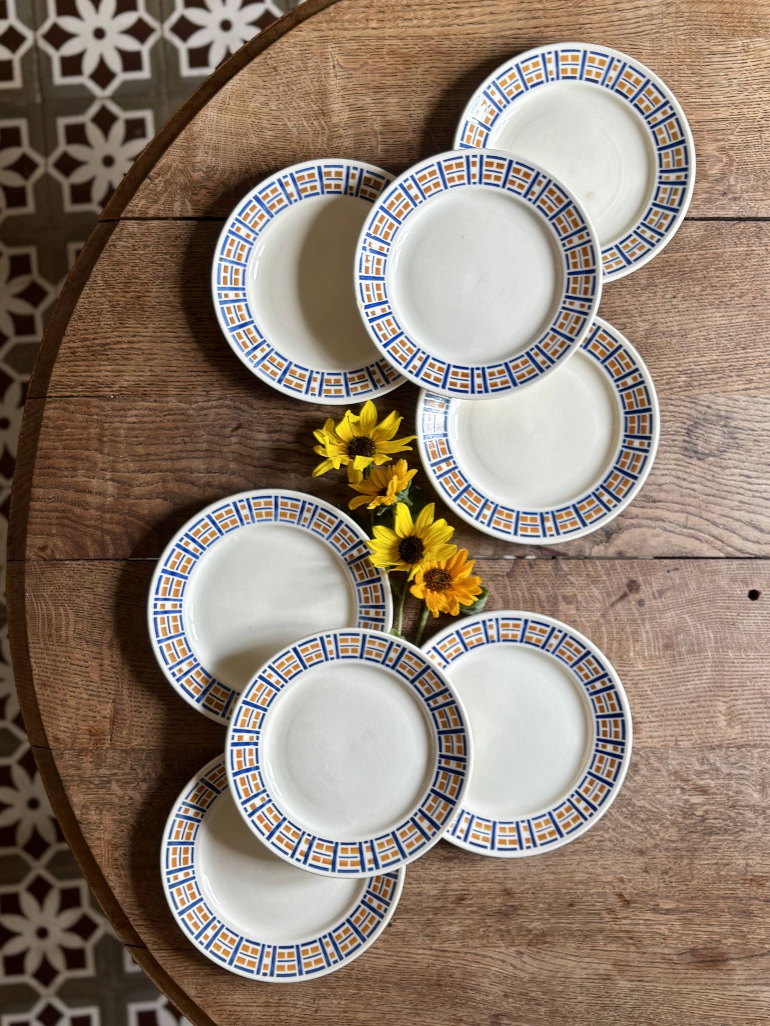 Set of 8 antique flat plates - Robinson de Badonvillier