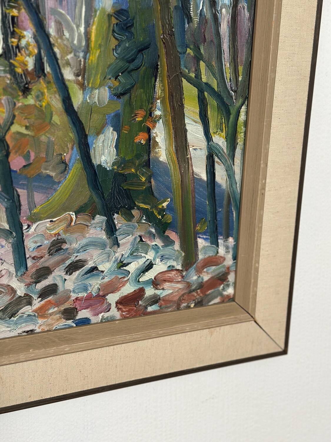 Swedish Oil on Canvas – “Forest” by Eyvind Olesen – Dated 1957